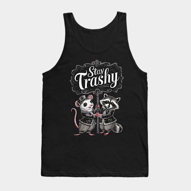 Stay Trashy Funny Possum And Raccoon Lover Tank Top by Lovelydesignstore